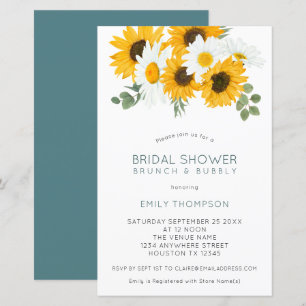 Budget Sunflower Brunch Bridal Shower Invitation