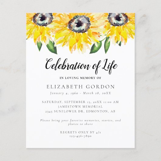 Budget Sunflower Celebration of Life Funeral (Voorkant)