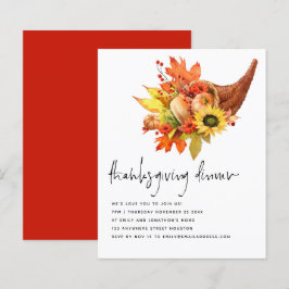 Budget Sunflower Cornucopia Thanksgiving Uitnodige