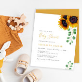 Budget sunflower eucalyptus baby shower-uitnodigin