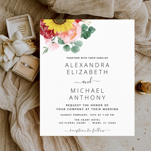 Budget Sunflower Eucalyptus Country Weddenschap