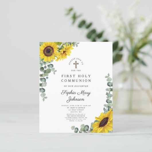 Budget Sunflower Eucalyptus First Community Invite (Staand voorkant)