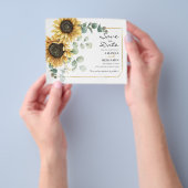 Budget Sunflower Eucalyptus Floral Save the Date Flyer (Hand)