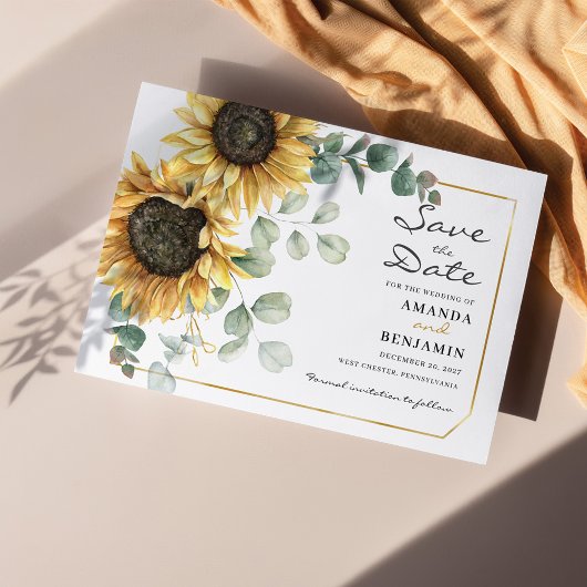Budget Sunflower Eucalyptus Floral Save the Date Flyer