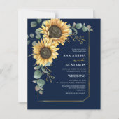 Budget Sunflower Eucalyptus Floral Wedding Invite (Voorkant)