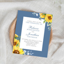 Budget Sunflower Eucalyptus Floral Wedding Invite