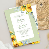 Budget Sunflower Eucalyptus Floral Wedding Invite