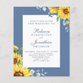 Budget Sunflower Eucalyptus Floral Wedding Invite (Voorkant)