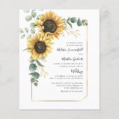 Budget Sunflower Eucalyptus Floral Wedding Invite (Voorkant)