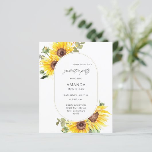 Budget Sunflower & Eucalyptus Graduparty (Staand voorkant)