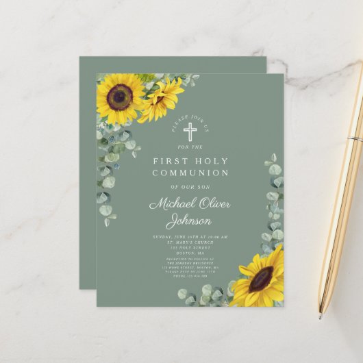 Budget Sunflower Eucalyptus Green First Community (Voorkant / Achterkant in situ)