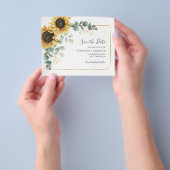 Budget Sunflower Eucalyptus Greenery Save the Date Flyer (Hand)