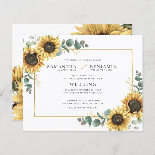 Budget Sunflower Eucalyptus Greenery Wedding (Voorkant / Achterkant)