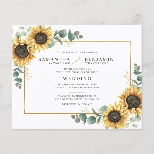 Budget Sunflower Eucalyptus Greenery Wedding (Voorkant)
