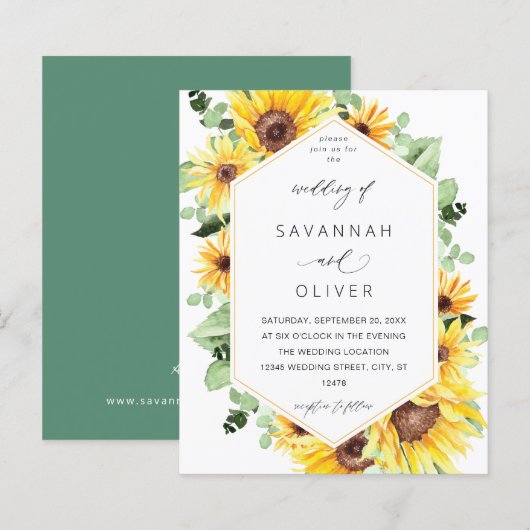 Budget Sunflower & Eucalyptus MOD Floral Wedding (Voorkant / Achterkant)