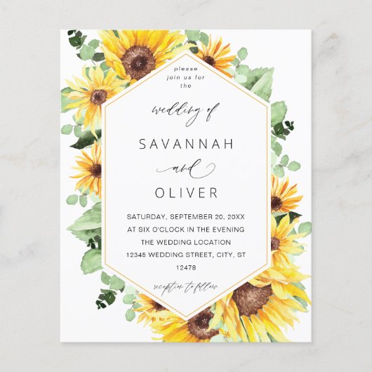 Budget Sunflower & Eucalyptus MOD Wedding W Flyer (Voorkant)