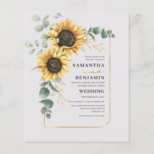 Budget Sunflower Eucalyptus Weddenschap (Voorkant)