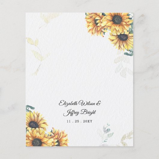 Budget Sunflower Eucalyptus Weddenschap (Achterkant)