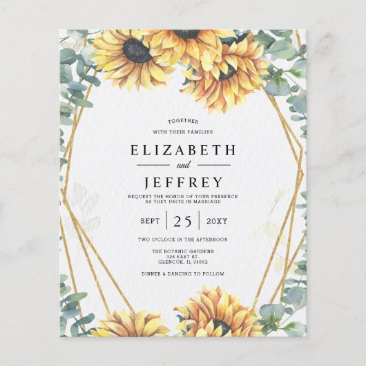 Budget Sunflower Eucalyptus Weddenschap (Voorkant)