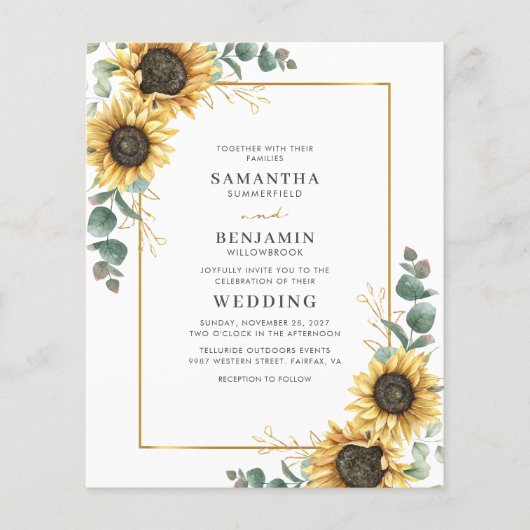 Budget Sunflower Eucalyptus Weddenschap (Voorkant)