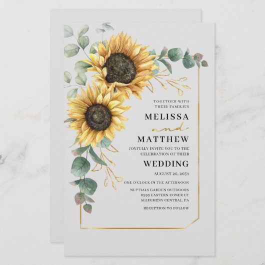 Budget Sunflower Eucalyptus Weddenschap (Voorkant / Achterkant)