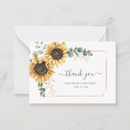 Budget Sunflower Eucalyptus Weddenschap Hartelijk  Notitiekaartje (Voorkant)