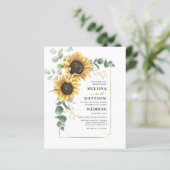 Budget Sunflower Eucalyptus Wedding Invitation (Staand voorkant)
