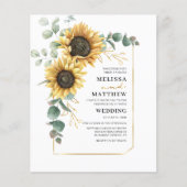 Budget Sunflower Eucalyptus Wedding Invitation (Voorkant)