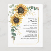 Budget Sunflower Floral Baby shower Invitation (Voorkant)
