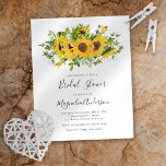 Budget Sunflower Floral Bridal Shower Invitation<br><div class="desc">Nodig vrienden en familie uit om de bruid-to-be te eren met deze betaalbare Bridal Shower-uitnodiging met zonnebloempitten. Wij verzoeken u erop te wijzen dat er in ons budget geen enveloppen zijn opgenomen. Je kunt ze afzonderlijk bestellen via onze winkel of via je favoriete kantoor winkel.</div>