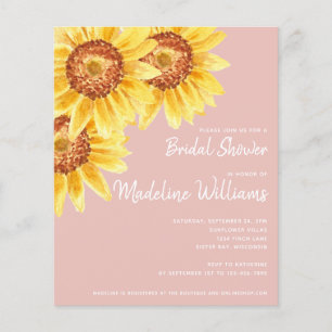 Budget Sunflower Floral Bridal Shower Invitation