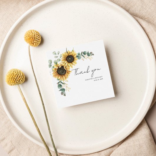 Budget Sunflower Floral Eucalyptus Wedding Notitiekaartje