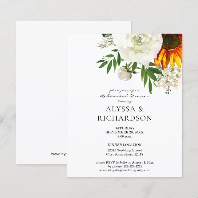 Budget Sunflower Floral repesal Dinner (Voorkant / Achterkant)