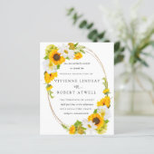 Budget Sunflower Floral Rustic Wedding Invitation (Staand voorkant)