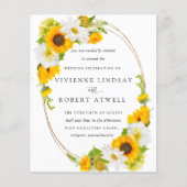 Budget Sunflower Floral Rustic Wedding Invitation (Voorkant)