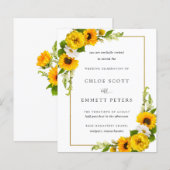 Budget Sunflower Floral Rustic Wedding Invitation (Voorkant / Achterkant)
