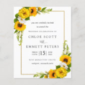 Budget Sunflower Floral Rustic Wedding Invitation (Voorkant)