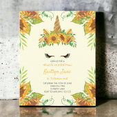 BUDGET Sunflower Floral Unicorn gele uitnodiging