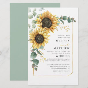 Budget Sunflower Floral Wedding Invitation