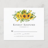BUDGET Sunflower Floral Wedding RSVP Kaart (Voorkant)