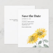 Budget Sunflower Floral Wedding Save the Date (Voorkant / Achterkant)