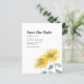 Budget Sunflower Floral Wedding Save the Date (Staand voorkant)