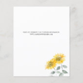 Budget Sunflower Floral Wedding Save the Date (Achterkant)