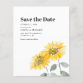 Budget Sunflower Floral Wedding Save the Date (Voorkant)