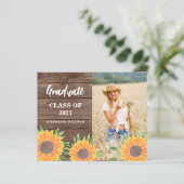 Budget Sunflower Foto Afstuderen Aankondiging (Staand voorkant)