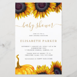 Budget sunflower gold baby shower uitnodiging