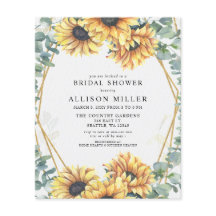 Budget Sunflower Gold Bridal Shower Invitation