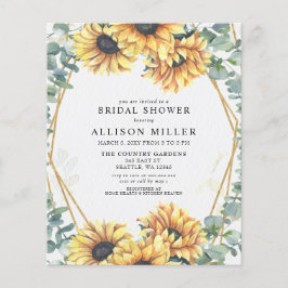 Budget Sunflower Gold Bridal Shower Invitation