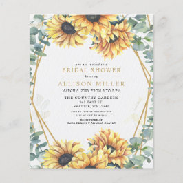 Budget Sunflower Gold Bridal Shower Invitation