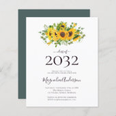 Budget Sunflower Graduation Party Invitation (Voorkant / Achterkant)